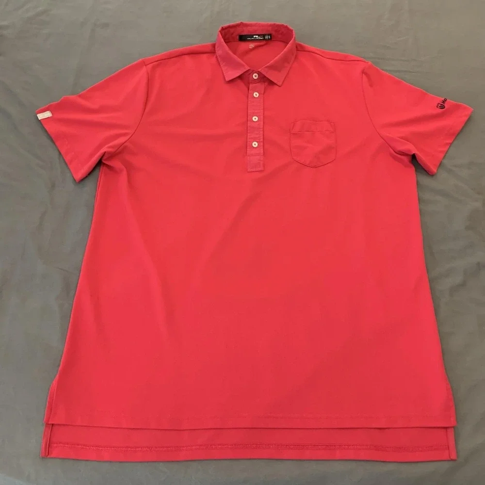 RLX Ralph Lauren Polo Shirt Mens XL Red Golf Wicking Montreux Pocket Performance